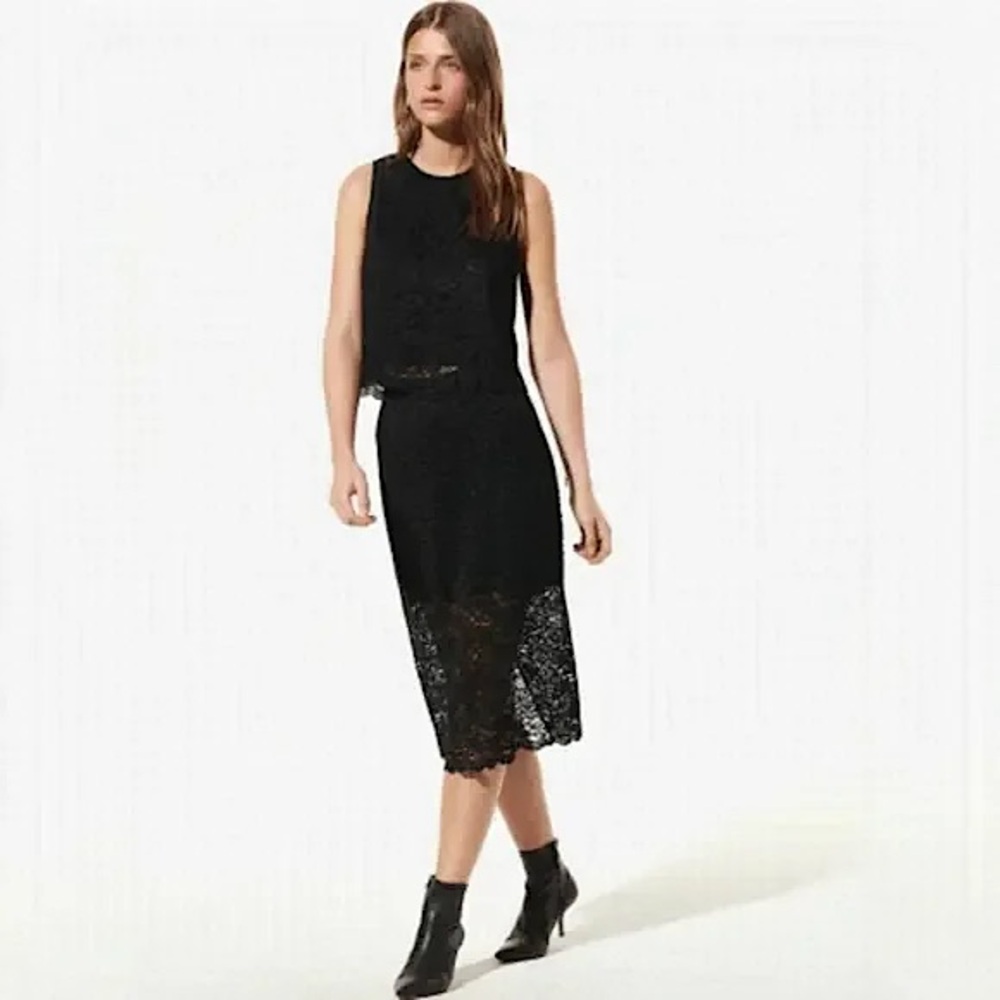 Babaton | WILBURN Lace Midi Skirt in Black